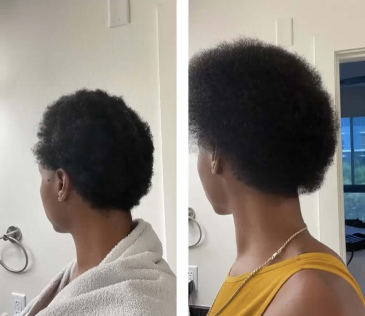 Before / after using Bur Bur hair oil